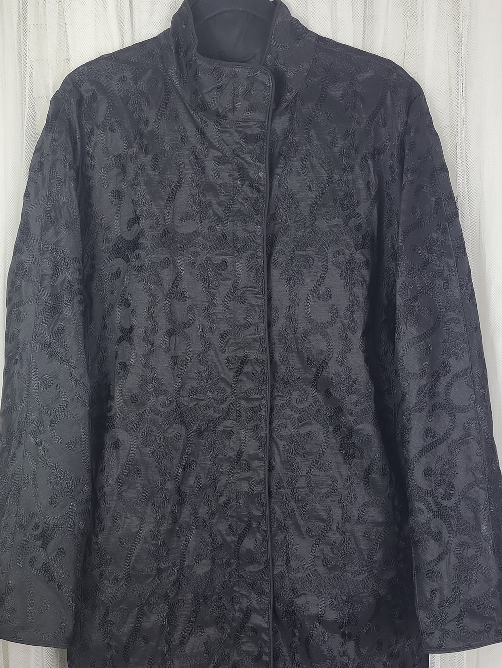 Mycra Pac Black Textured Reversible Long Trench Coat. Size M/L - Picture 2 of 11